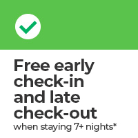 Free early check-in and late check-out when staying 7+ nights*