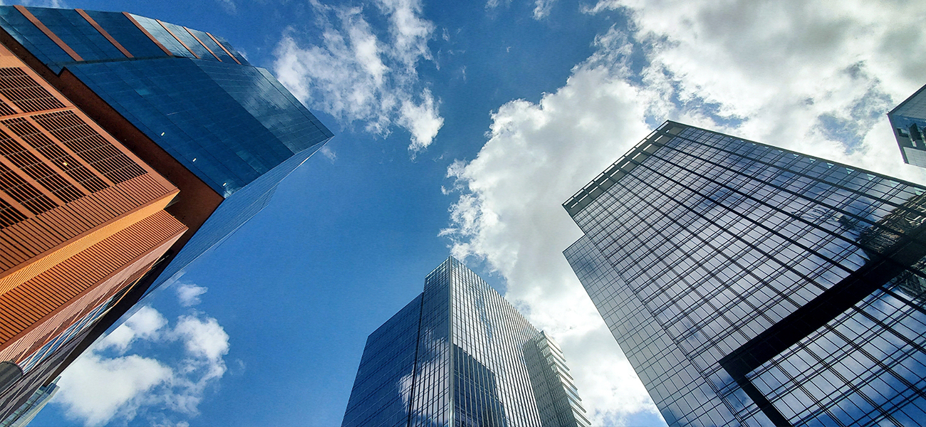 High-rise buildings downtown in Austin&rsquo;s busy business sector.
