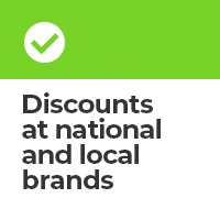 Discounts at national and local brands