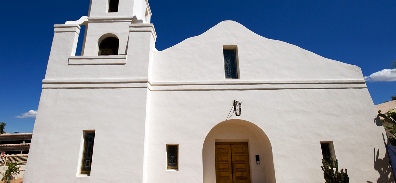 Historic Adobe Mission church in Old Town Scottsdale.