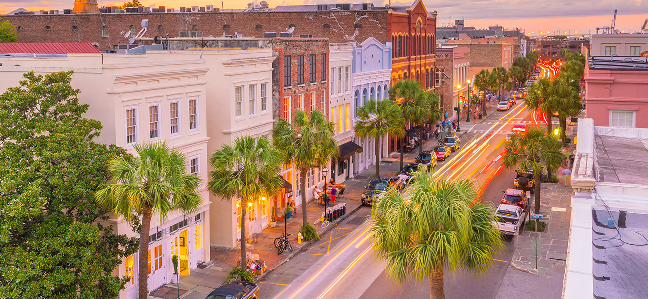 Historical Downtown Charleston area shops.